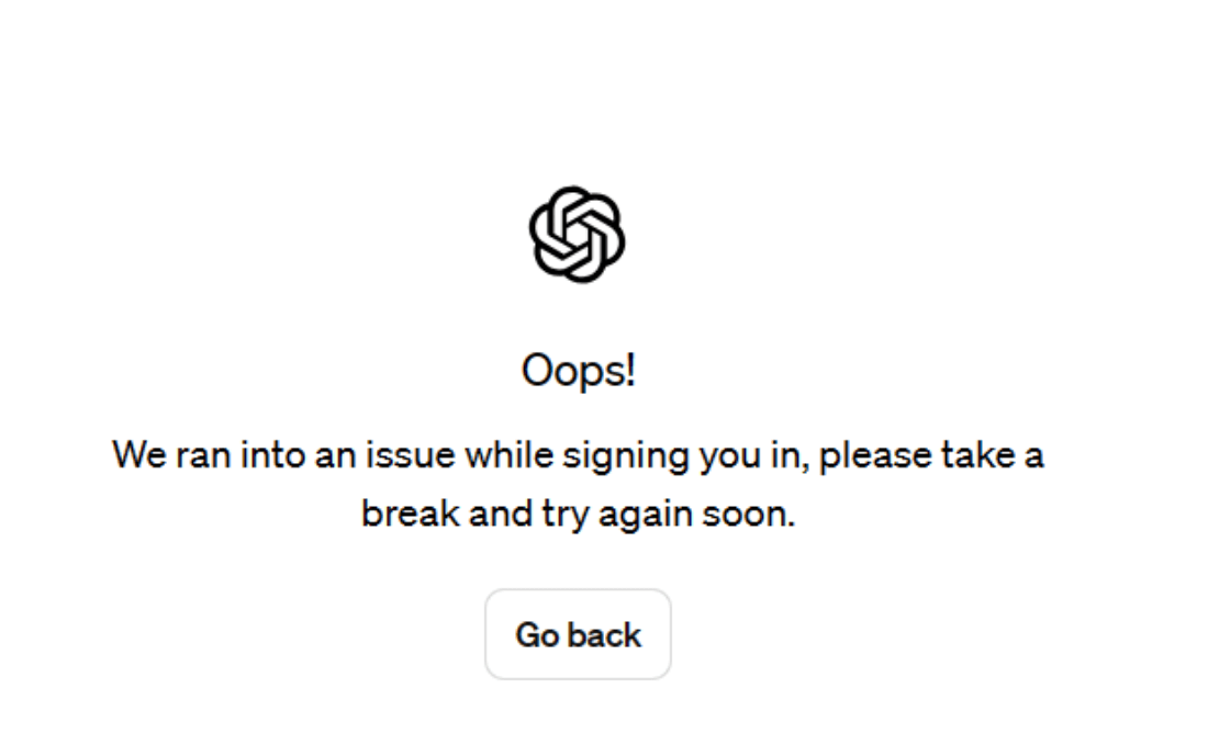We ran into an issue while signing you in, please take a break and try again soon